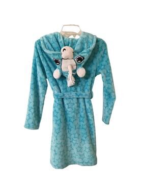Jelli Fish Kids L 10/12 Blue Unicorn Robe with Pockets & Tie Hang Loop